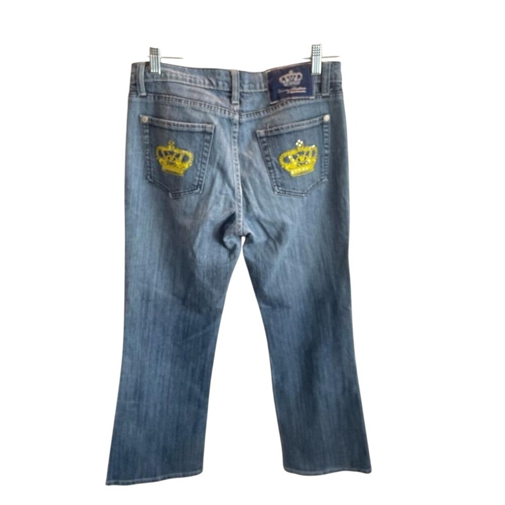 Rare Victoria Beckham for Rock & Republic DVB Crown Rhinestone Jeans ‎ 30 Y2K